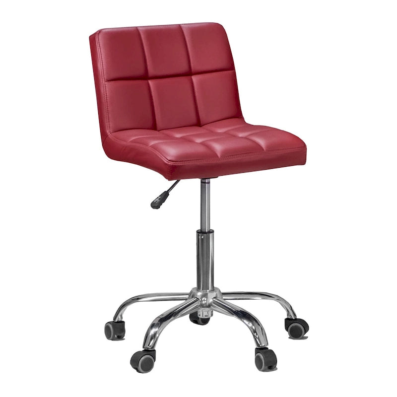 Chaise de bureau capitonnée sans accoudoirs avec coussin épais, hauteur réglable 19-25, rouge moderne - N/A