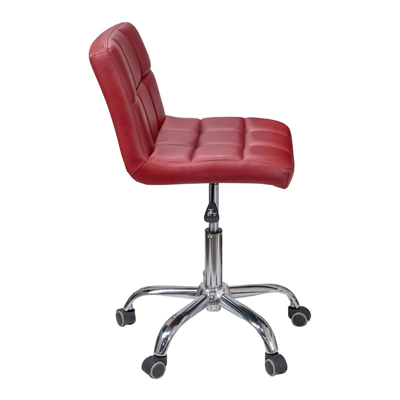 Chaise de bureau capitonnée sans accoudoirs avec coussin épais, hauteur réglable 19-25, rouge moderne - N/A