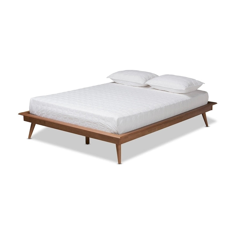 Cadre de lit plateforme contemporain en bois de noyer