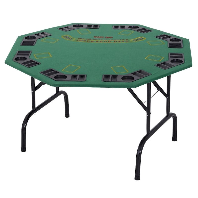 Table de poker octogonale pliable 48 po pour 8 personnes avec porte-gobelets