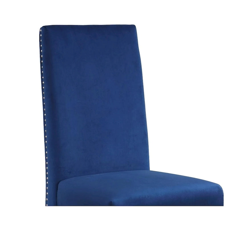 Chaise de salle à manger avec dossier plissé, clous décoratifs et pieds chromés (lot de 2)
