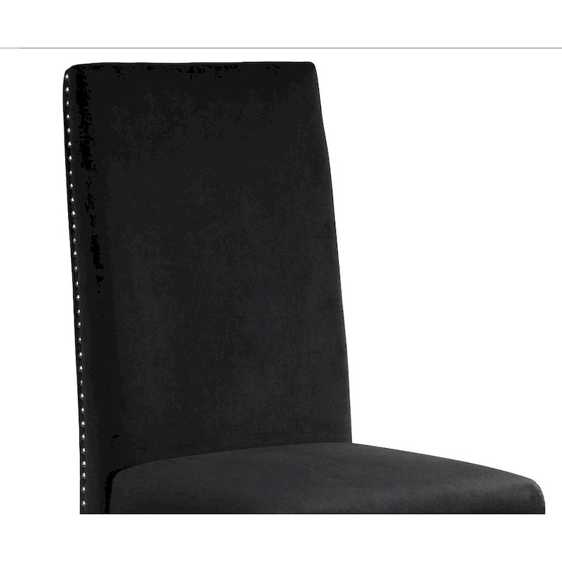 Chaise de salle à manger avec dossier plissé, clous décoratifs et pieds chromés (lot de 2)