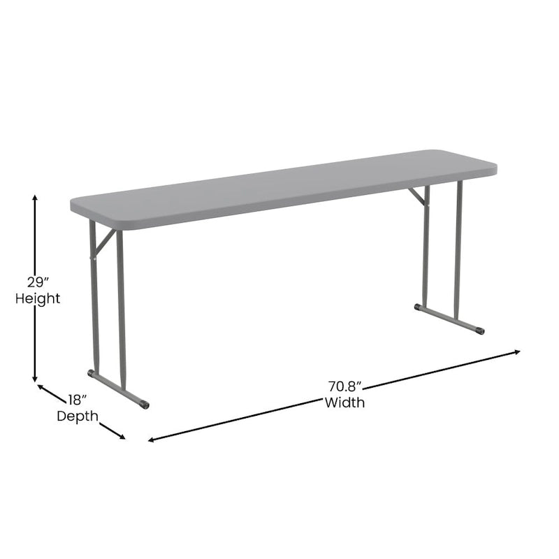 Table de formation pliante rectangulaire en plastique blanc imitation granit de 1,8 m