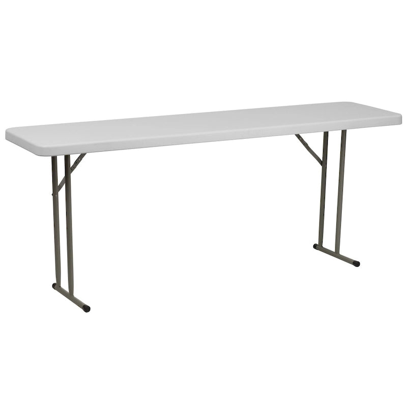Table de formation pliante rectangulaire en plastique blanc imitation granit de 1,8 m