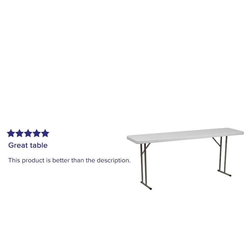Table de formation pliante rectangulaire en plastique blanc imitation granit de 1,8 m