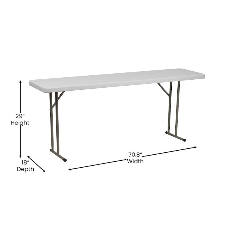 Table de formation pliante rectangulaire en plastique blanc imitation granit de 1,8 m