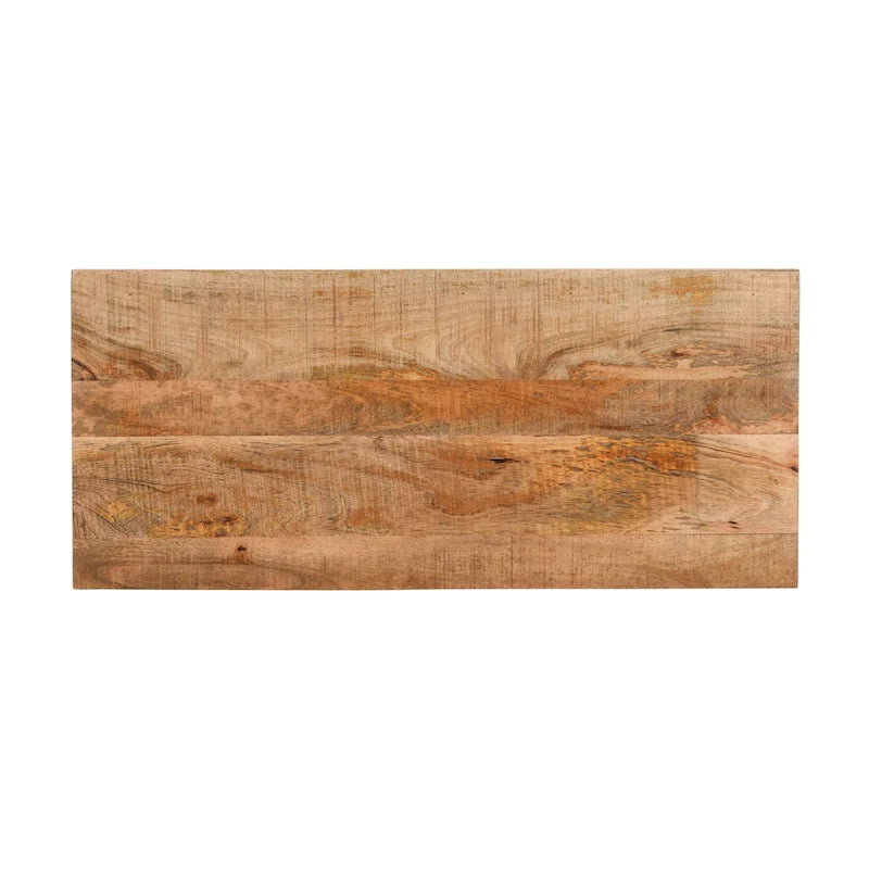 Console de meuble en bois de manguier artisanal de style rustique, 39 pouces, à 2 tiroirs et 2 portes, brun rustique