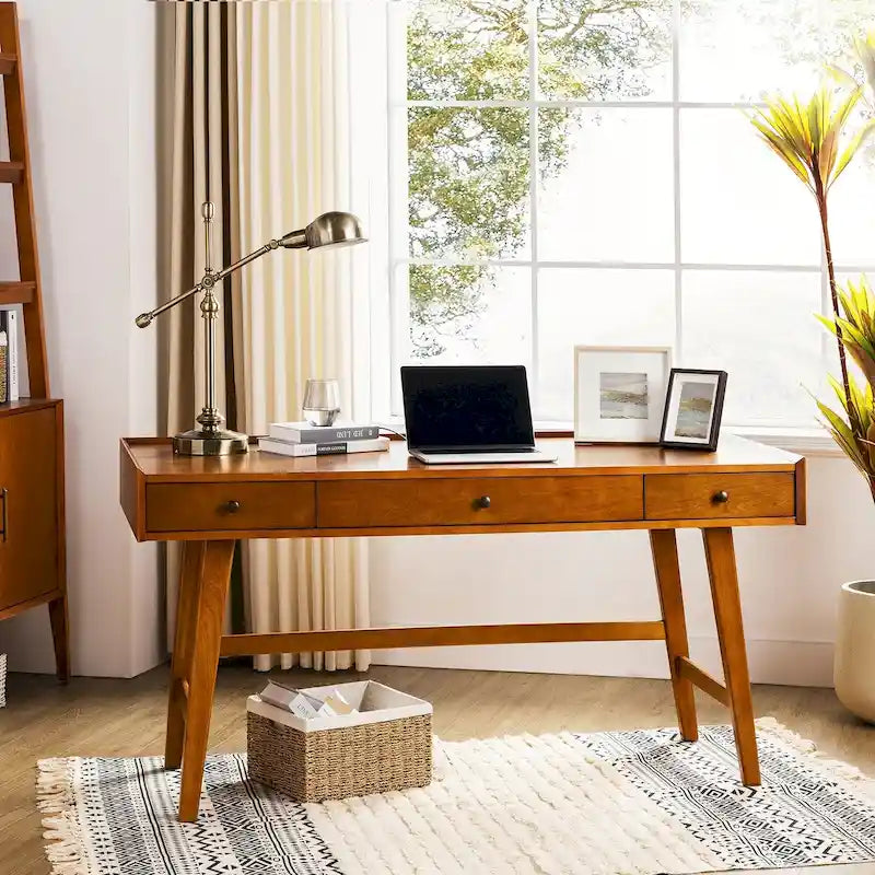 Bureau de travail de style Mid-century avec tiroir de séparation, gestion des câbles et station de charge