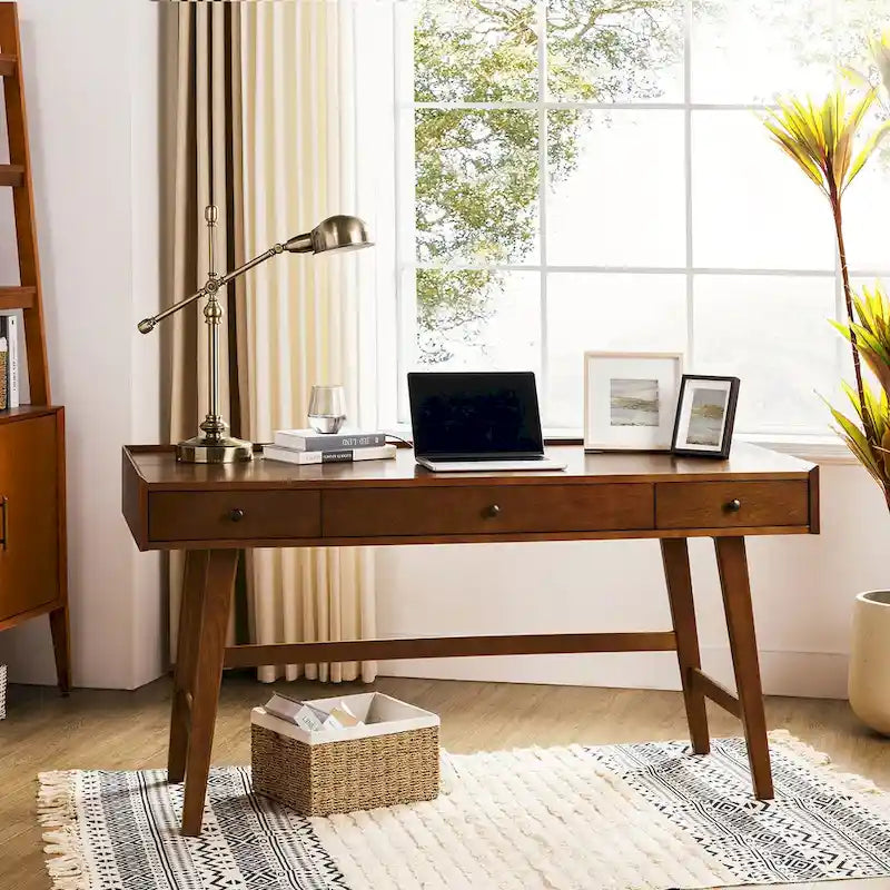 Bureau de travail de style Mid-century avec tiroir de séparation, gestion des câbles et station de charge