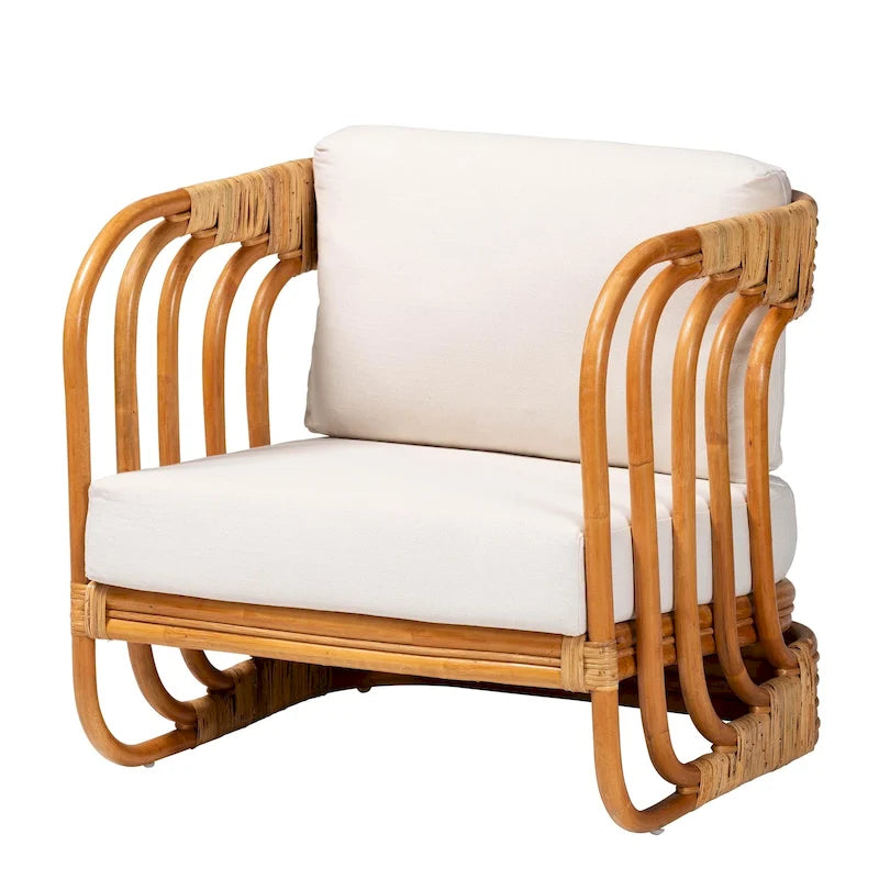 Fauteuil moderne en rotin naturel de style bohème