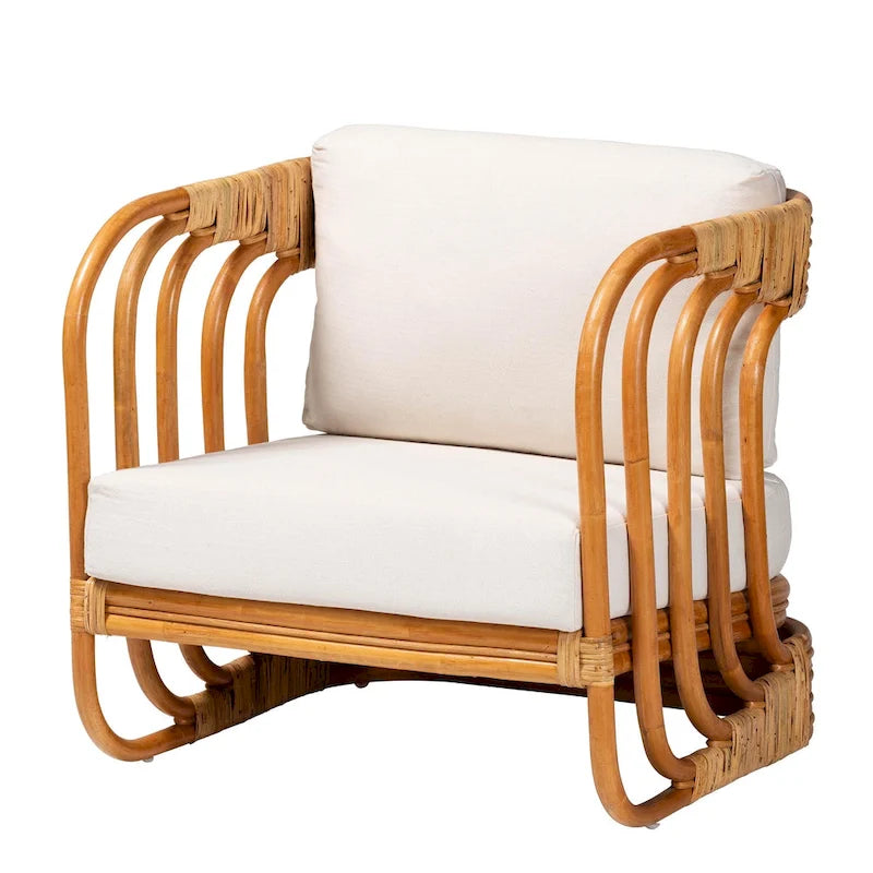 Fauteuil moderne en rotin naturel de style bohème
