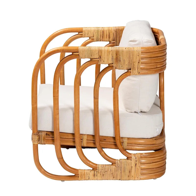 Fauteuil moderne en rotin naturel de style bohème