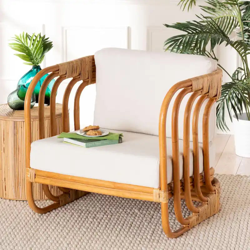 Fauteuil moderne en rotin naturel de style bohème