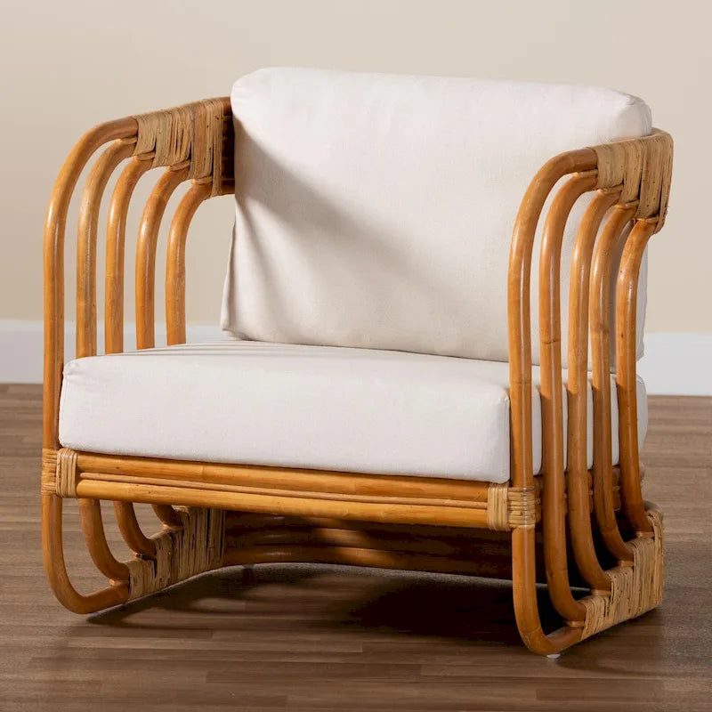 Fauteuil moderne en rotin naturel de style bohème