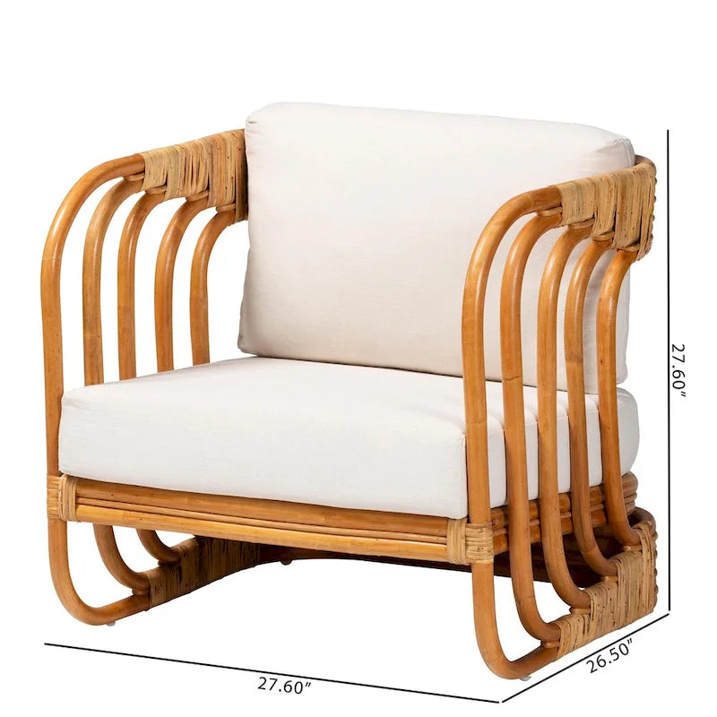 Fauteuil moderne en rotin naturel de style bohème