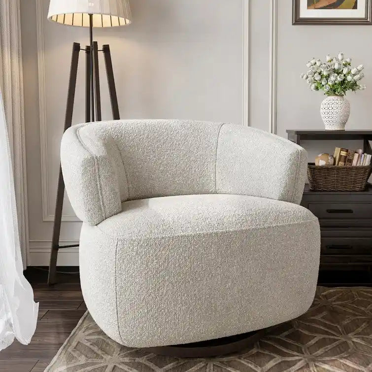 Fauteuil club pivotant rembourré entièrement assemblé