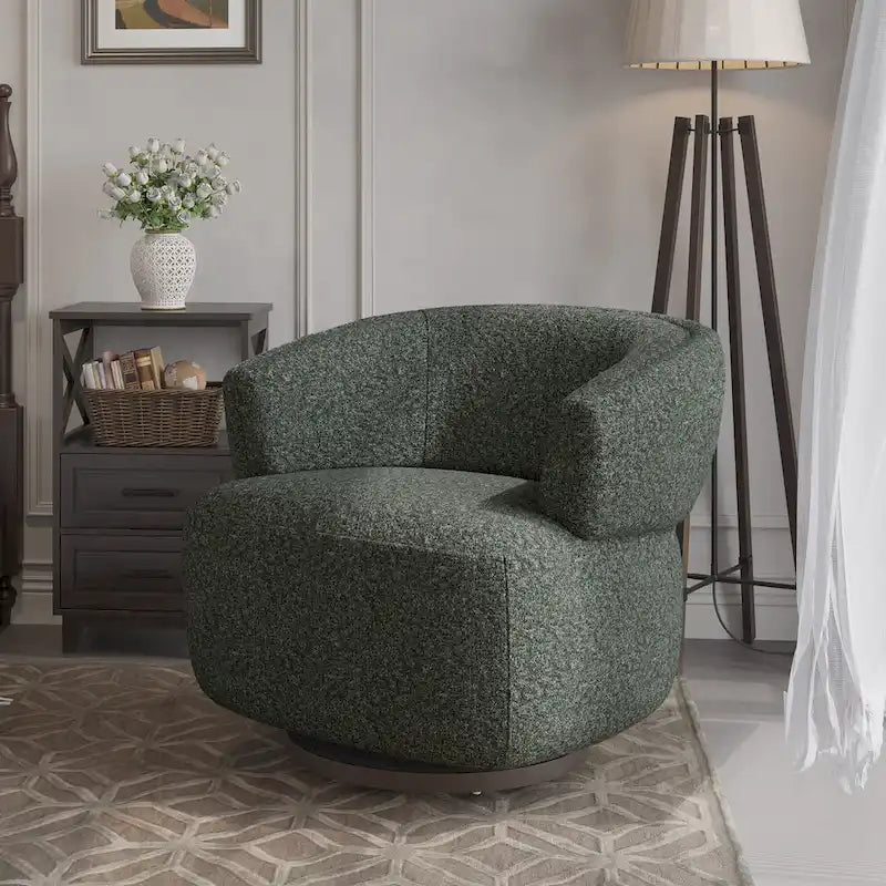 Fauteuil club pivotant rembourré entièrement assemblé