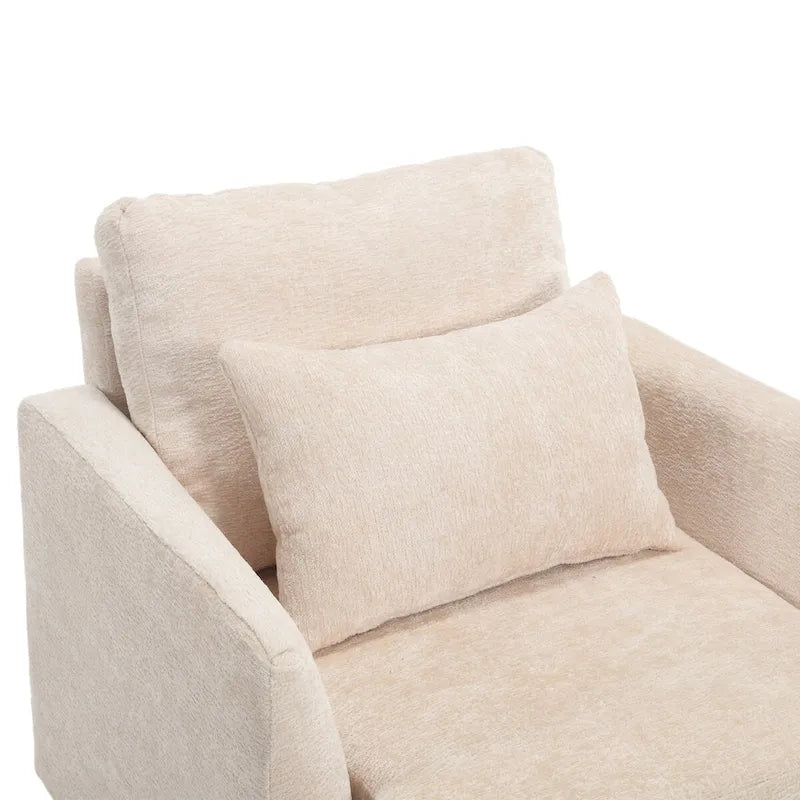 Fauteuil simple en chenille, fauteuil d'appoint rembourré avec coussin moelleux, fauteuil de lecture moderne du milieu du siècle