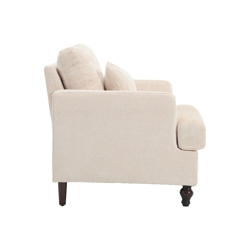 Fauteuil simple en chenille, fauteuil d'appoint rembourré avec coussin moelleux, fauteuil de lecture moderne du milieu du siècle