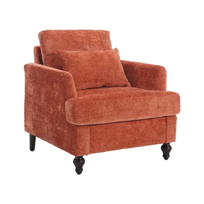 Fauteuil simple en chenille, fauteuil d'appoint rembourré avec coussin moelleux, fauteuil de lecture moderne du milieu du siècle