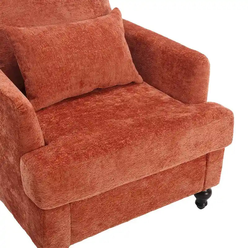 Fauteuil simple en chenille, fauteuil d'appoint rembourré avec coussin moelleux, fauteuil de lecture moderne du milieu du siècle