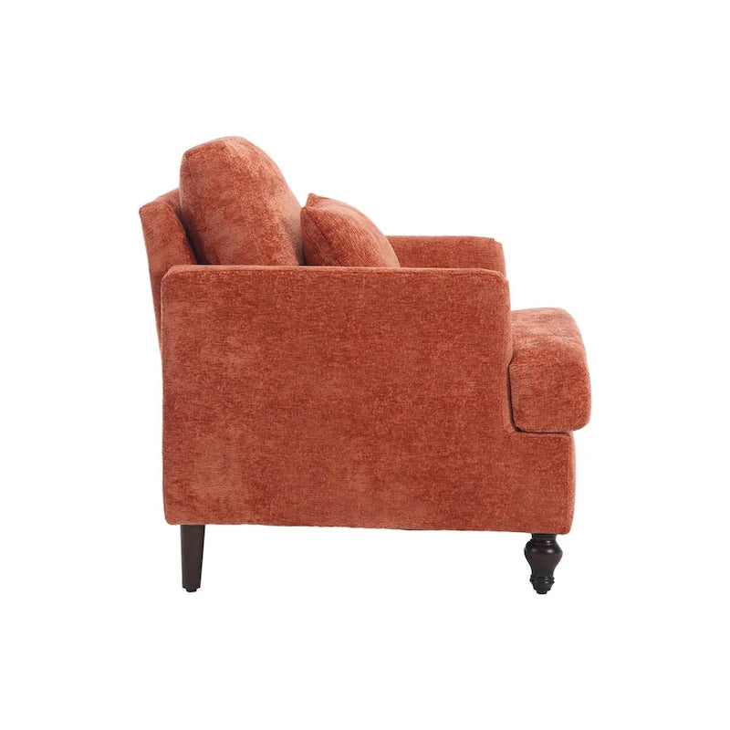 Fauteuil simple en chenille, fauteuil d'appoint rembourré avec coussin moelleux, fauteuil de lecture moderne du milieu du siècle