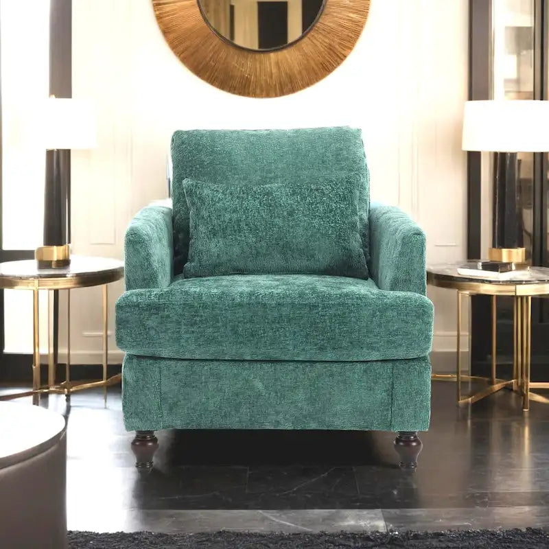 Fauteuil simple en chenille, fauteuil d'appoint rembourré avec coussin moelleux, fauteuil de lecture moderne du milieu du siècle