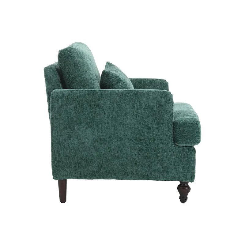 Fauteuil simple en chenille, fauteuil d'appoint rembourré avec coussin moelleux, fauteuil de lecture moderne du milieu du siècle