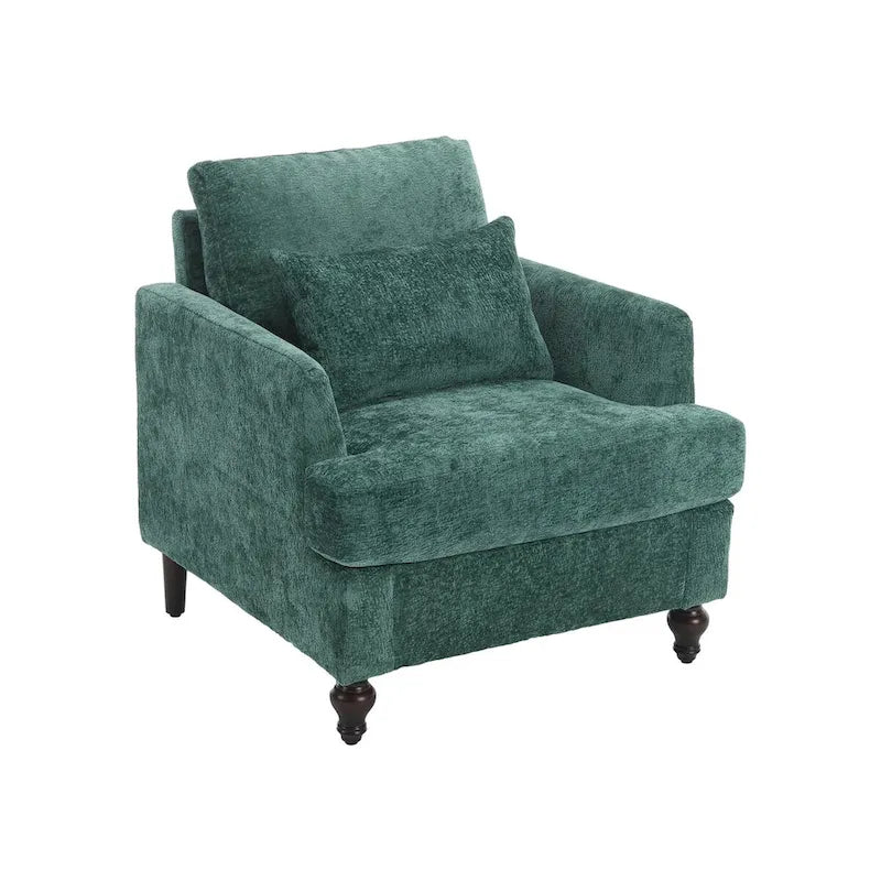 Fauteuil simple en chenille, fauteuil d'appoint rembourré avec coussin moelleux, fauteuil de lecture moderne du milieu du siècle