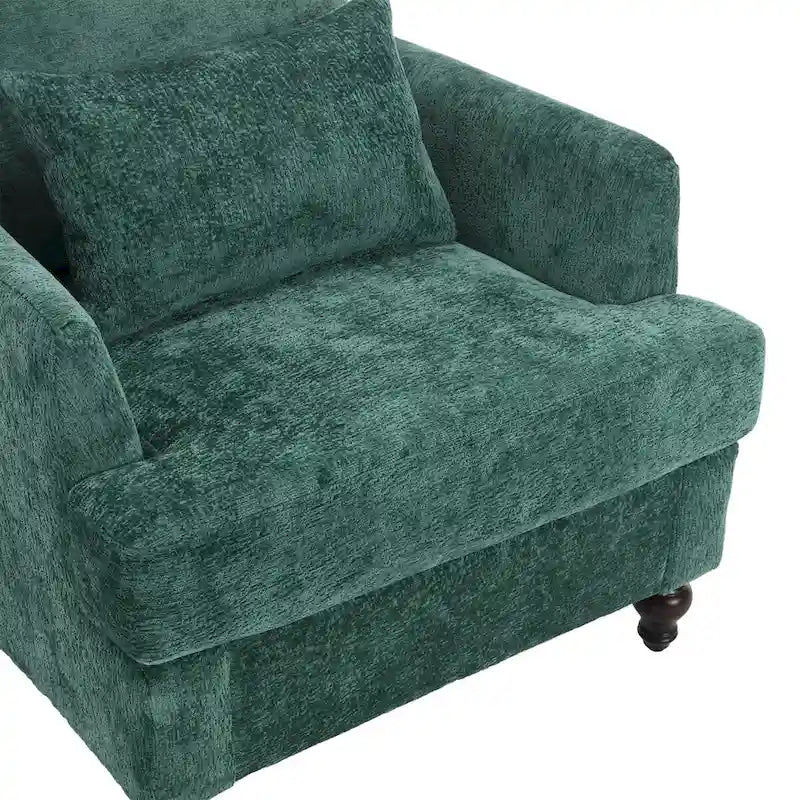 Fauteuil simple en chenille, fauteuil d'appoint rembourré avec coussin moelleux, fauteuil de lecture moderne du milieu du siècle