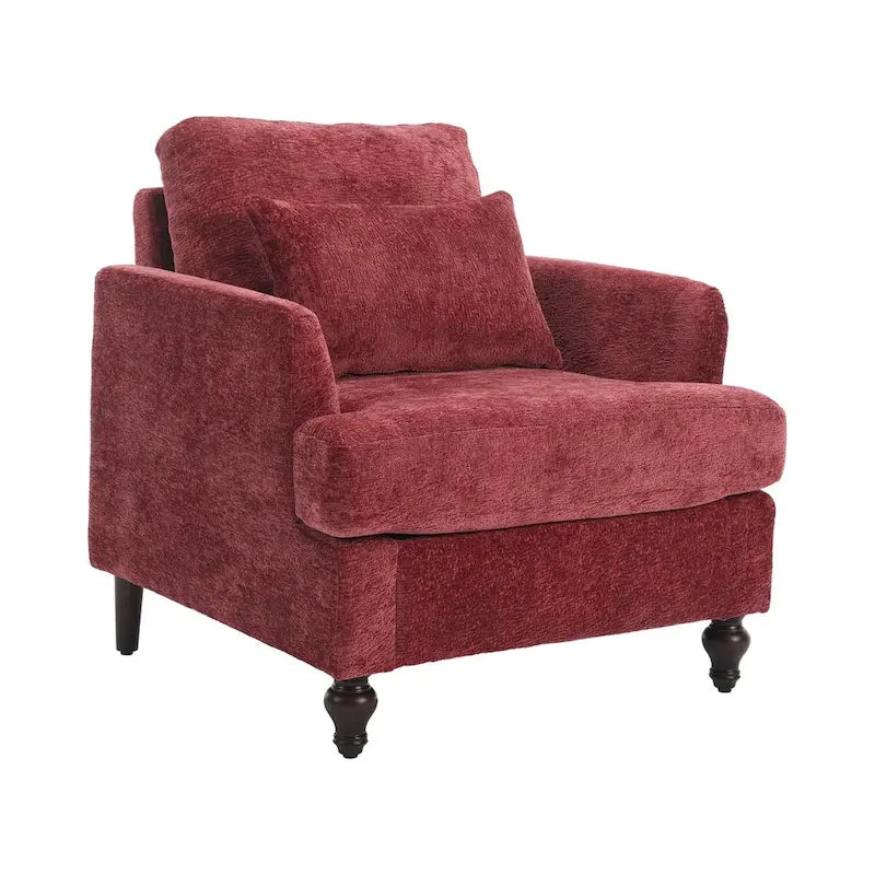 Fauteuil simple en chenille, fauteuil d'appoint rembourré avec coussin moelleux, fauteuil de lecture moderne du milieu du siècle