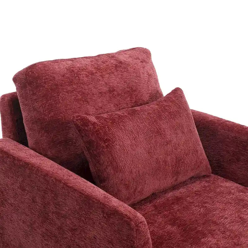 Fauteuil simple en chenille, fauteuil d'appoint rembourré avec coussin moelleux, fauteuil de lecture moderne du milieu du siècle