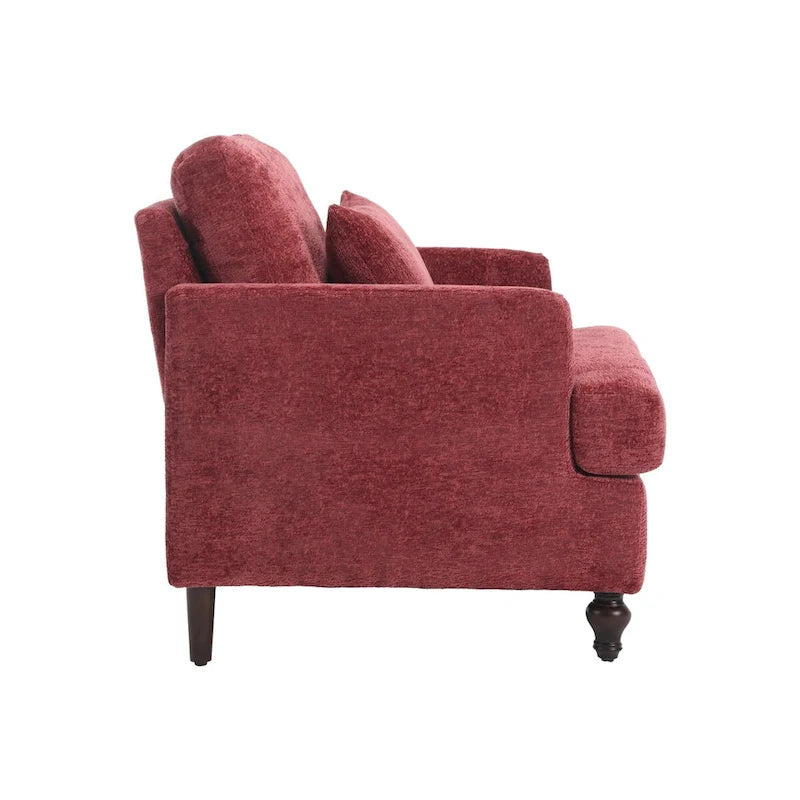 Fauteuil simple en chenille, fauteuil d'appoint rembourré avec coussin moelleux, fauteuil de lecture moderne du milieu du siècle