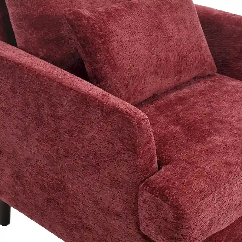 Fauteuil simple en chenille, fauteuil d'appoint rembourré avec coussin moelleux, fauteuil de lecture moderne du milieu du siècle