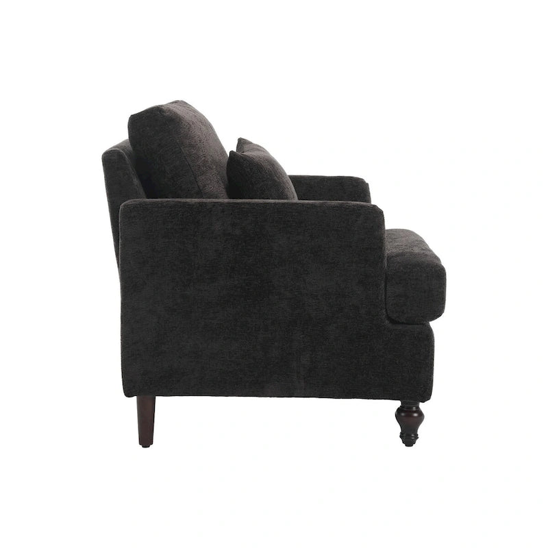 Fauteuil simple en chenille, fauteuil d'appoint rembourré avec coussin moelleux, fauteuil de lecture moderne du milieu du siècle