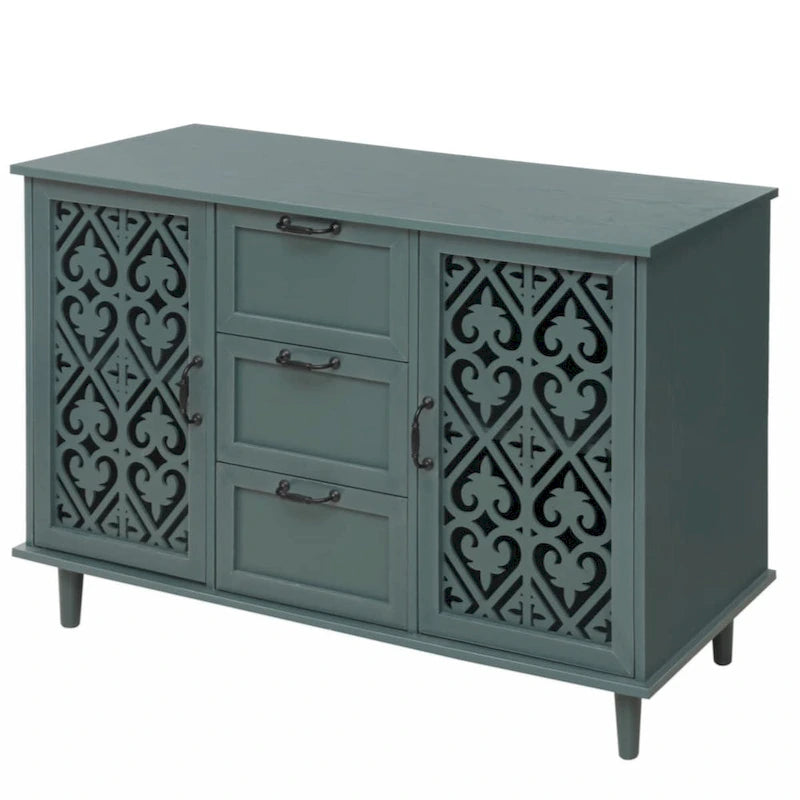 Meuble de rangement 2 portes et 3 tiroirs, meuble américain, convient pour chambre à coucher, salon, bureau