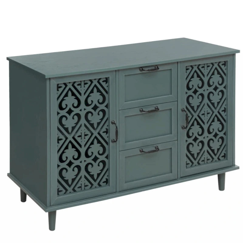 Meuble de rangement 2 portes et 3 tiroirs, meuble américain, convient pour chambre à coucher, salon, bureau
