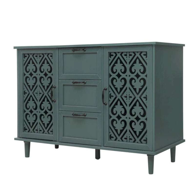 Meuble de rangement 2 portes et 3 tiroirs, meuble américain, convient pour chambre à coucher, salon, bureau