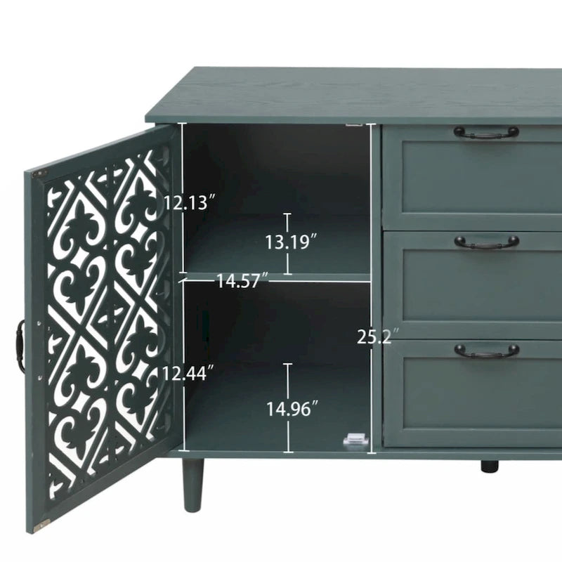 Meuble de rangement 2 portes et 3 tiroirs, meuble américain, convient pour chambre à coucher, salon, bureau