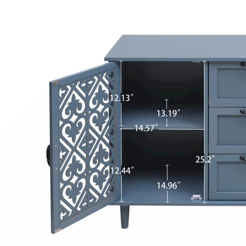 Meuble de rangement 2 portes et 3 tiroirs, meuble américain, convient pour chambre à coucher, salon, bureau