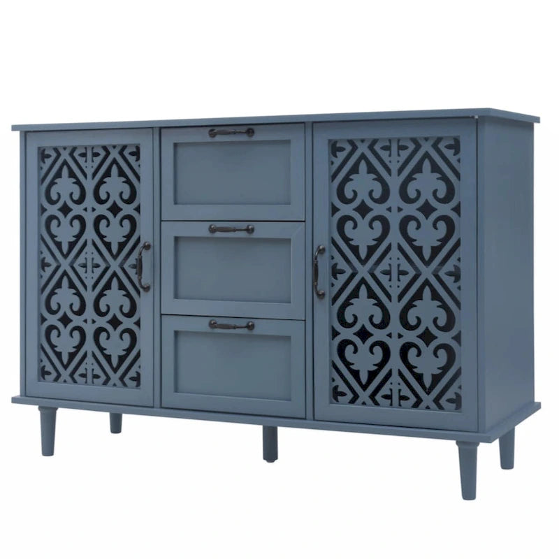 Meuble de rangement 2 portes et 3 tiroirs, meuble américain, convient pour chambre à coucher, salon, bureau