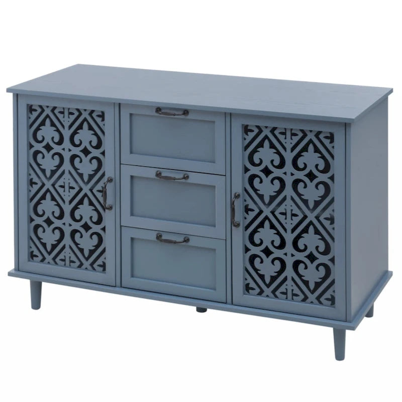 Meuble de rangement 2 portes et 3 tiroirs, meuble américain, convient pour chambre à coucher, salon, bureau