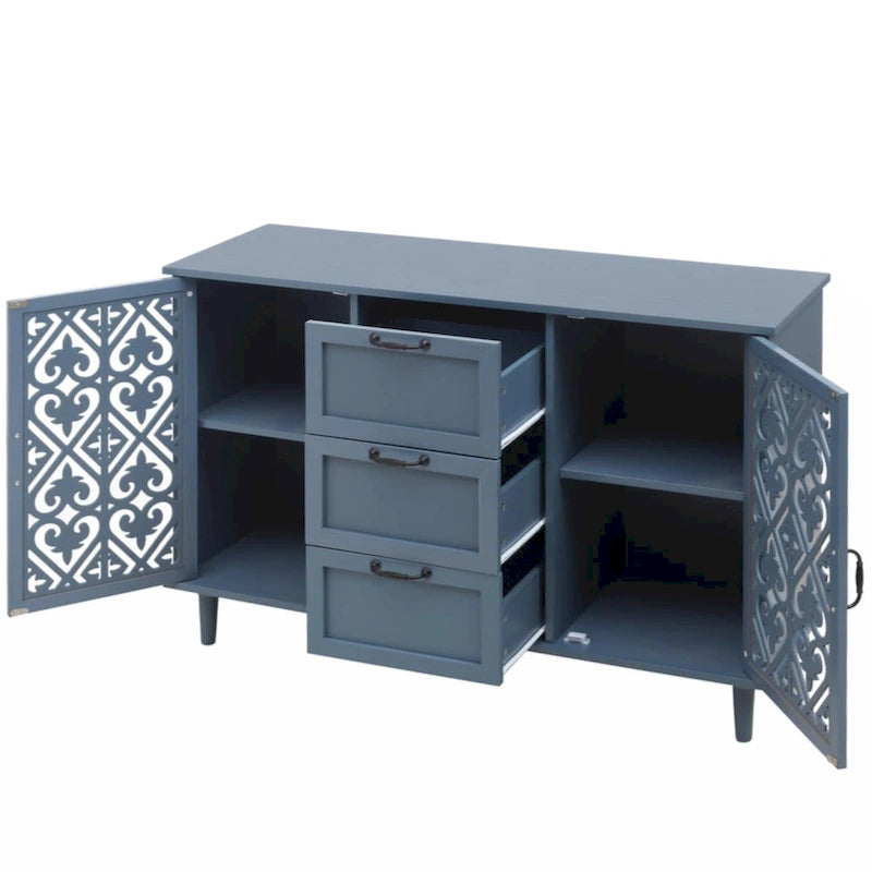 Meuble de rangement 2 portes et 3 tiroirs, meuble américain, convient pour chambre à coucher, salon, bureau