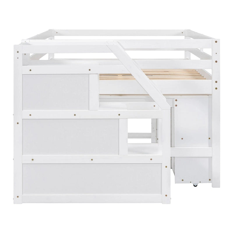 Lit mezzanine pleine taille avec bureau coulissant et 3 tiroirs