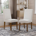 Chaises de salle à manger rustiques rembourrées en tissu ivoire (lot de 2)