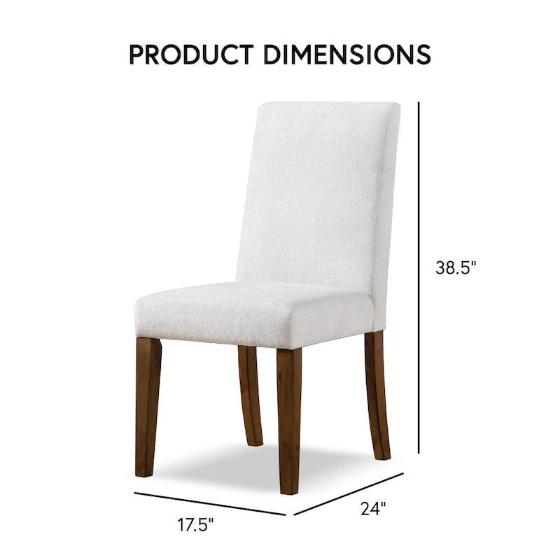 Chaises de salle à manger rustiques rembourrées en tissu ivoire (lot de 2)