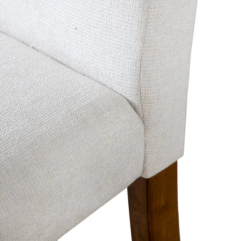 Chaises de salle à manger rustiques rembourrées en tissu ivoire (lot de 2)