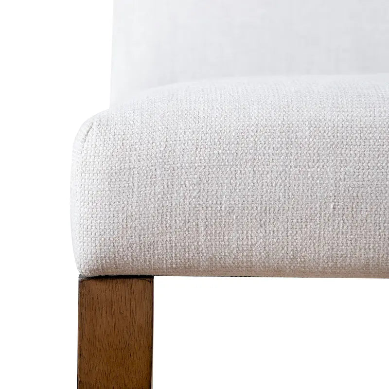 Chaises de salle à manger rustiques rembourrées en tissu ivoire (lot de 2)