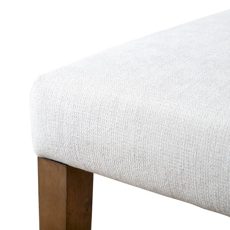Chaises de salle à manger rustiques rembourrées en tissu ivoire (lot de 2)
