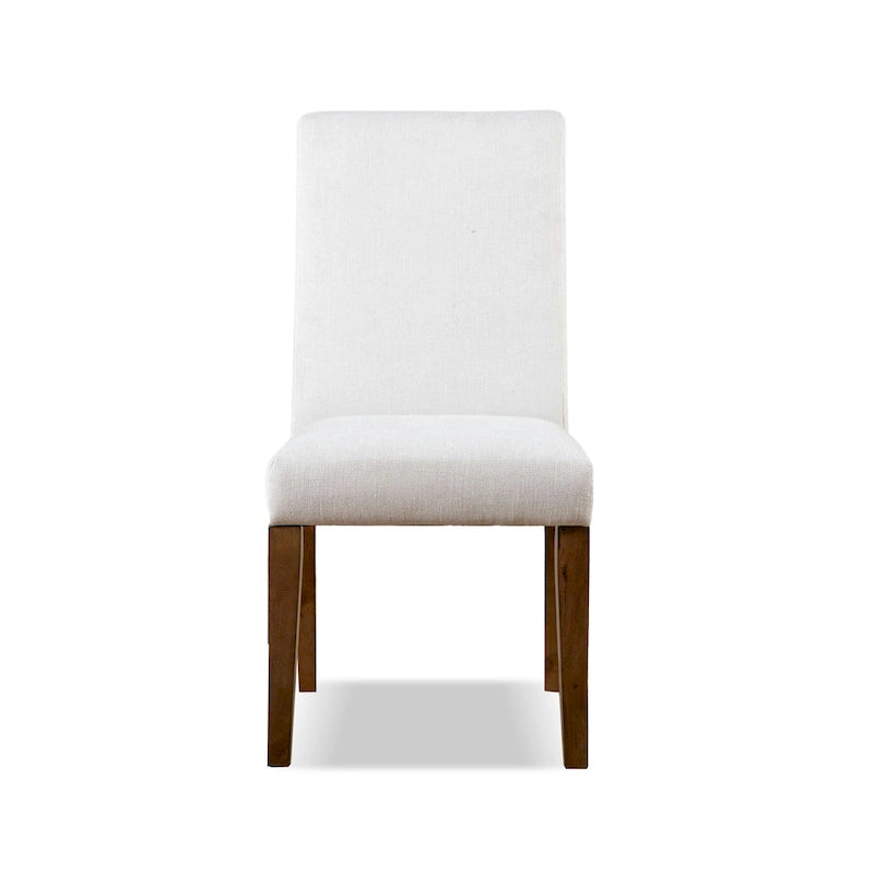 Chaises de salle à manger rustiques rembourrées en tissu ivoire (lot de 2)